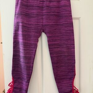Purple/Black Petite Leggings with Red Trim